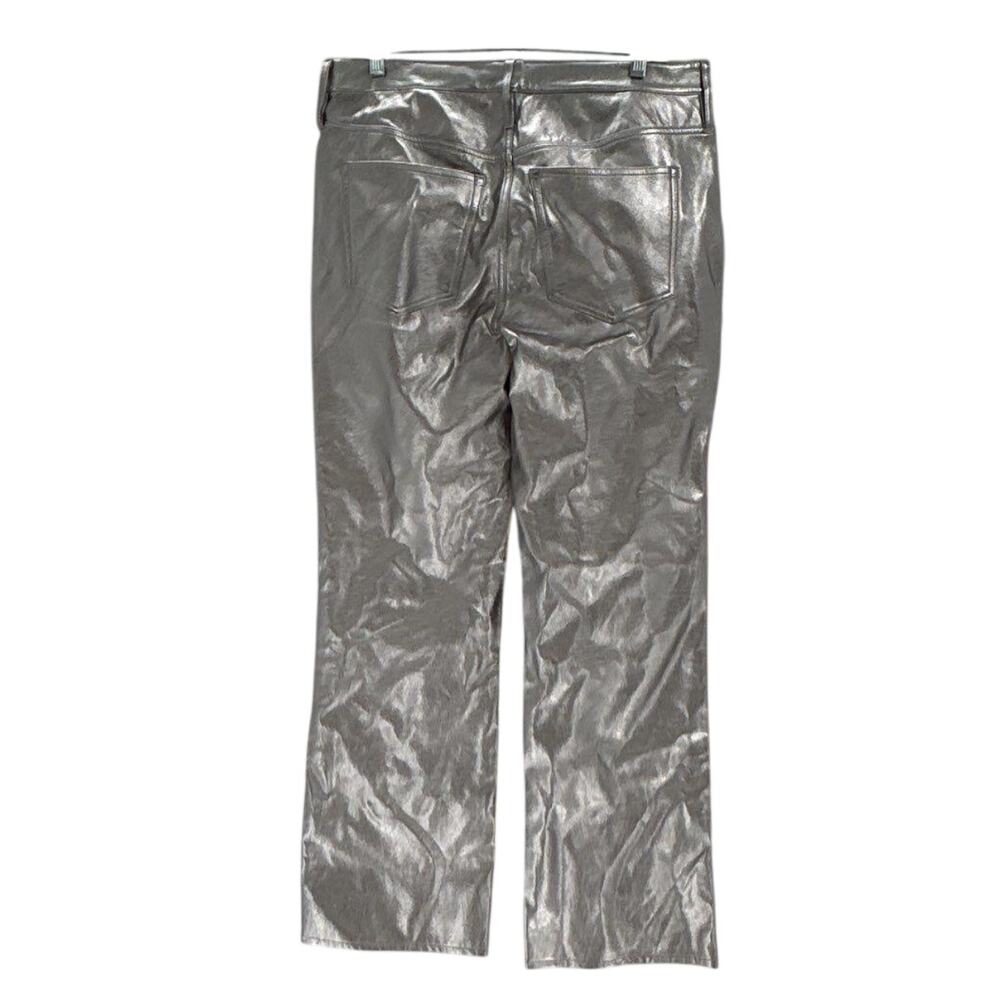 J Crew Full-length demi-boot pant in silver metallic faux leather Women's 30 NWT - Picture 3 of 5